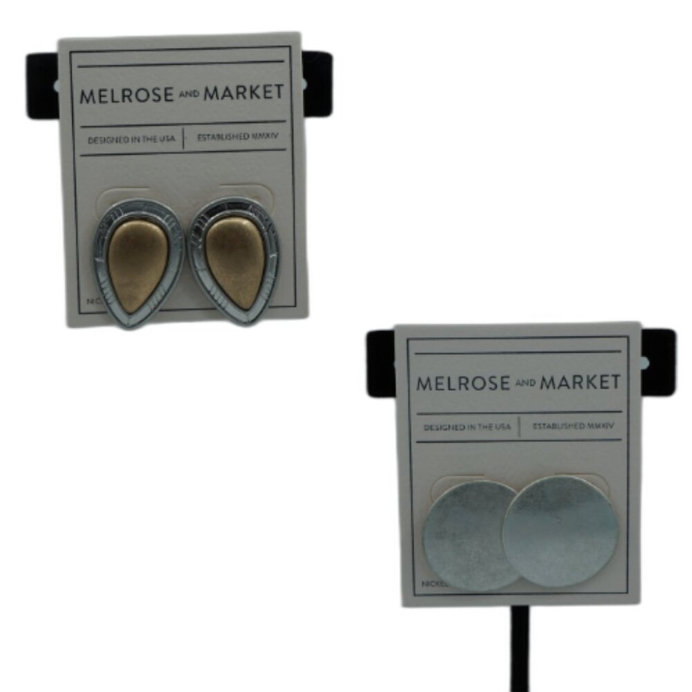 Melrose & Market Collection - 2-Piece Nickel-Free Earring Set – Teardrop & Round